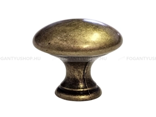 GIUSTI Gomb fogantyú - 1 furatos - EXP2024-25D1 - Antik patina barna - Zamak fém ötvözet - Antikolt, vintage fém gombfogantyú (szögletes, kerek)